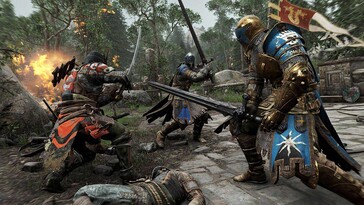 Изображение из игры For Honor, на котором показан бой рыцарей. (Источник изображения: Steam)