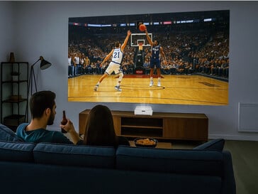 Лазерный проектор Optoma GT4000UHD 4K на подставке для телевизора (Источник изображения: Optoma PR)