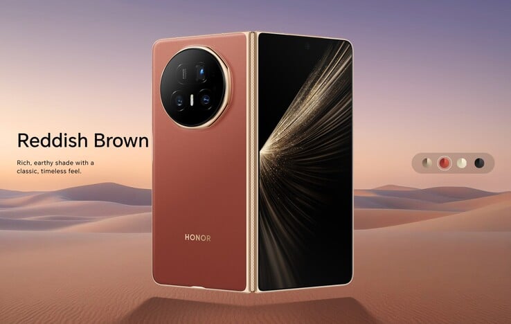 Четыре глобальных цветовых варианта Honor Magic V5 на глобальном сайте Honor.