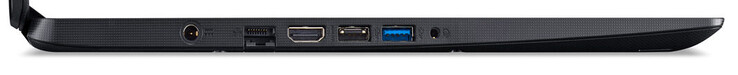 Слева: Гнездо питания, RJ-45 Ethernet 10/100/1000, HDMI, USB 2.0, USB 3.2 Gen 1, аудио 3.5 мм
