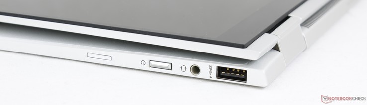 Левая сторона: USB 3.1 Type-A, комбинированный аудио разъем, кнопка включения, слот SIM карт