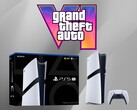 Консоль PS5 Pro показана под логотипом GTA 6 (Источник изображения: Sony PlayStation, Rockstar Games с правками)