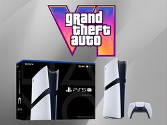 Консоль PS5 Pro показана под логотипом GTA 6 (Источник изображения: Sony PlayStation, Rockstar Games с правками)