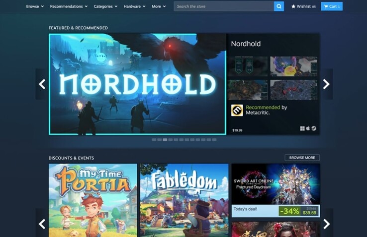 В Магазине Steam появилась новая центральная панель меню. (Источник изображения: Steam)