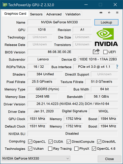GPU-Z: Nvidia GeForce MX330