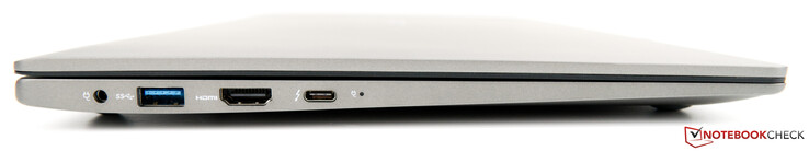 Левая сторона: разъем питания, USB 2.0, HDMI, USB 3.1 Gen1 Type-C (DisplayPort)