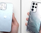 Apple iPhone 13 Pro после падения выглядит примерно так же, как и Galaxy S21 Ultra (Изображение: PhoneBuff, YouTube)