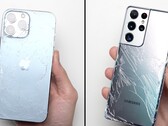 Apple iPhone 13 Pro после падения выглядит примерно так же, как и Galaxy S21 Ultra (Изображение: PhoneBuff, YouTube)