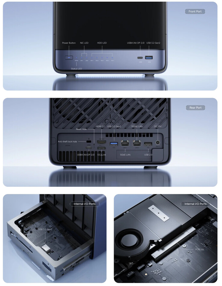 Порты подключения сетевого хранилища N5 Air AI (Источник изображения: Minisforum)
