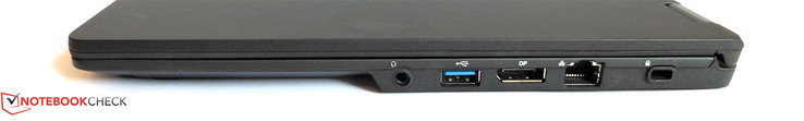 Справа: 3.5 мм комбинированный аудио разъем, USB 3.0, DisplayPort, Ethernet, слот Kensington