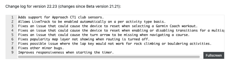 Примечания к выпуску бета-версии 22.23 для Garmin Fenix 8