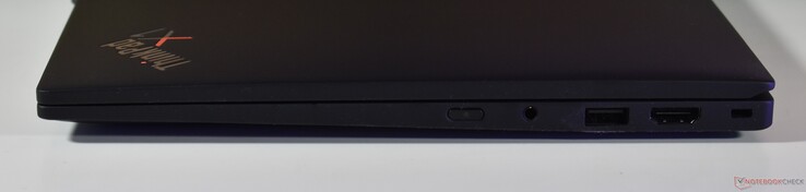 справа: 3,5 мм аудио, 3,5 мм аудио, USB-A 3.2 Gen 1, HDMI, Кенсингтонский замок