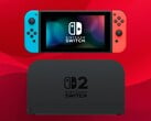 Оригинальная консоль Nintendo Switch, изображённая выше, в док-станции Switch 2