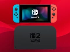 Оригинальная консоль Nintendo Switch, изображённая выше, в док-станции Switch 2