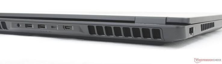 Задняя часть: Адаптер переменного тока, 2x USB-A (10 Гбит/с), USB-C w/ DisplayPort 2.1 + Power Delivery 3.1 (10 Гбит/с), HDMI 2.1