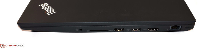 Правая сторона: комбинированный аудио разъем, картридер, 2 порта USB 3.0 Type A, видеовыход HDMI, розетка Ethernet, замок Kensington