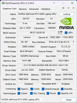 GPU-Z GeForce RTX 4050