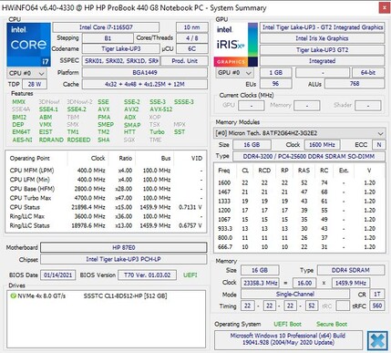 HP ProBook 440 G8 - HWInfo