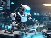 Изображение вымышленного робота на производственном рабочем месте
