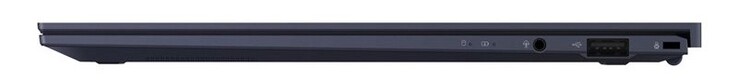 Правая сторона: комбинированный аудио разъем, 1x USB 3.1 Gen2 Type-A, слот для замка