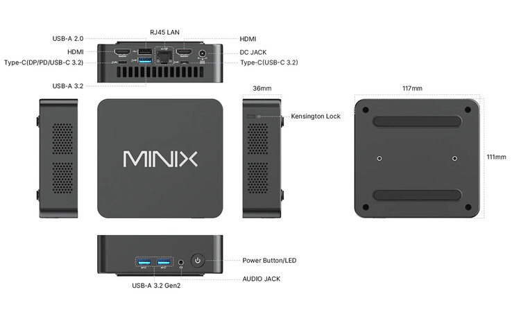 Дизайн и конфигурация портов NUC150 (Источник изображения: Minix)