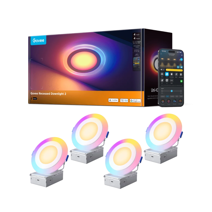 Govee 4-inch/99mm Smart Recessed Lights Pro with Night Light. (Источник изображения: Govee)
