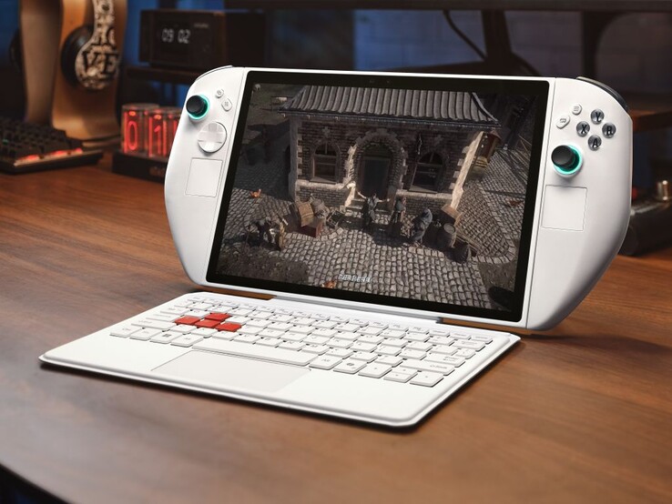 Игровой портативный компьютер Abxylute 3D One с контроллерами и клавиатурой. (Источник изображения: Abxylute)