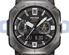 Часы Casio Pro Trek PRW-B1000-1 (на фото) имеют темно-серый ободок из нержавеющей стали и черный циферблат с серебряными акцентами. (Источник изображения: Casio - Отредактировано)
