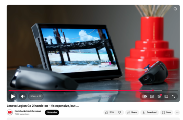 Новый переработанный пользовательский интерфейс видеоплеера YouTube (Источник изображения: Kristen Spradlin / Notebookcheck)