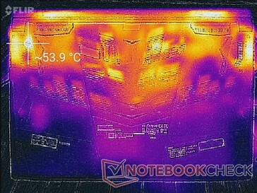 Нагрев под нагрузкой, днище ноутбука