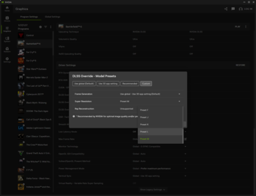 Предустановки L и M относятся к DLSS 4.5. (Источник изображения: Notebookcheck)