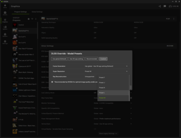 Предустановки L и M относятся к DLSS 4.5. (Источник изображения: Notebookcheck)