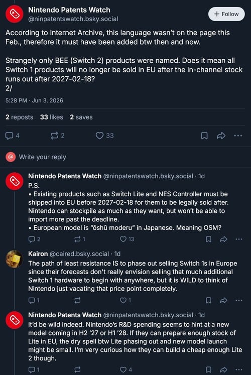 Патенты Nintendo Смотрите пост о пересмотре аккумулятора Switch 2
