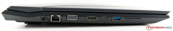 Левая сторона: разъем питания, Ethernet, VGA, HDMI 1.4b, USB 3.1 Gen2 Type-C, USB 3.1 Gen2 Type-A, картридер