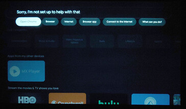 Google TV попросили найти "веб-браузер" с помощью голоса. (Источник изображения: Notebookcheck)