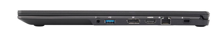 Справа: Комбинированный аудио разъем, USB 3.0, DisplayPort, HDMI, Ethernet-порт, слот замка Kensington