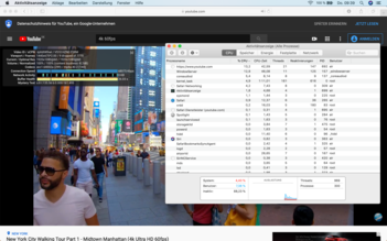 Загрузка ЦП при воспроизведении YouTube-видео в Safari (1080p)