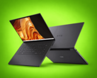 Dell XPS 16 Creator Edition показан с открытым экраном и видимой задней панелью
