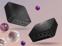 Revo Box с Ryzen AI 9 465 отличается элегантным чёрным корпусом. На фото: рекламное изображение мини-ПК с разных ракурсов.