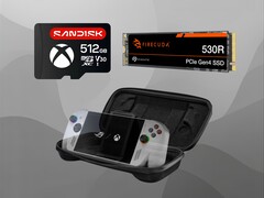 Показаны аксессуары Asus ROG Ally (Источник изображения: Sandisk, Seagate, Asus с правкой)