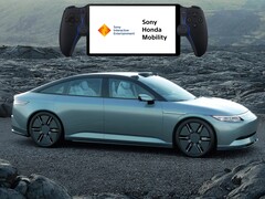 PlayStation Portal изображен над Sony Honda Afeela 1 EV (Источник изображения: Sony Honda Mobility, Sony PlayStation с правками)