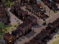 Изображение нескольких зданий в City of Gangsters, которая сейчас продаётся в Steam со скидкой 80%.