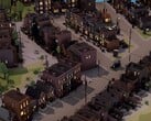 Изображение нескольких зданий в City of Gangsters, которая сейчас продаётся в Steam со скидкой 80%.