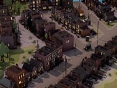 Изображение нескольких зданий в City of Gangsters, которая сейчас продаётся в Steam со скидкой 80%.