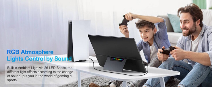 Этот портативный игровой монитор оснащен RGB-подсветкой (Источник изображения: Uperfect)