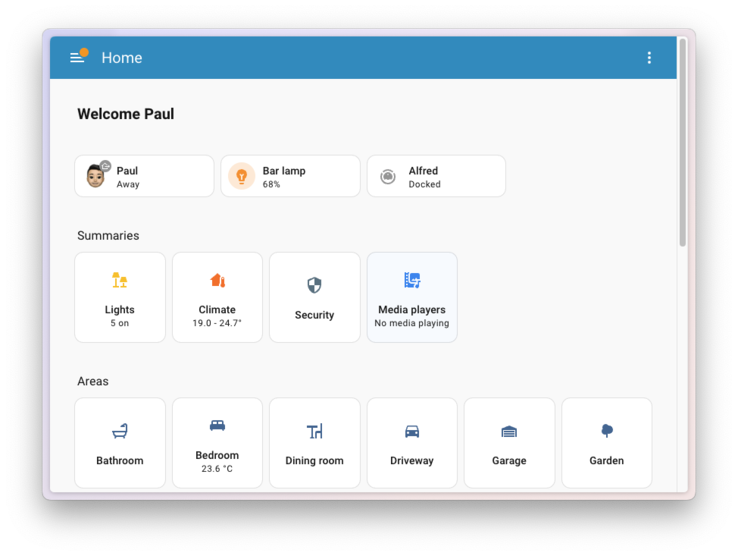 Новая приборная панель Home Assistant Home. (Источник изображения: Home Assistant)