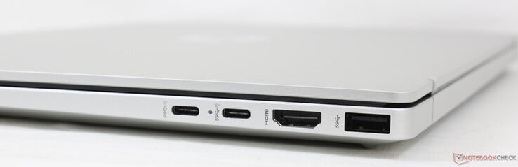 Правая сторона: 2x USB-C (DisplayPort 1.4 + Power Delivery), HDMI 2.1, USB-A (5 Гбит)