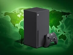Консоль Xbox Series X на фоне карты мира