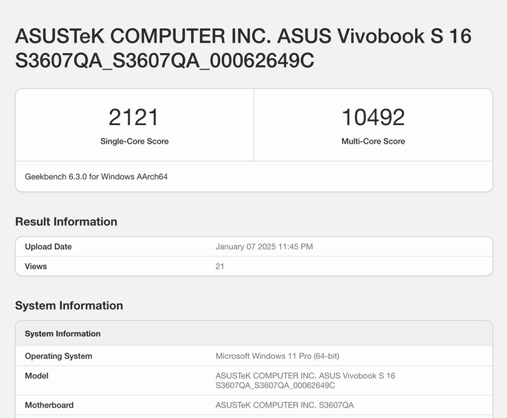 Ванильный Snapdragon X впечатляет в многоядерном Geekbench 6. (Источник изображения: Geekbench)