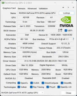 GPU-Z Nvidia GeForce RTX 4070